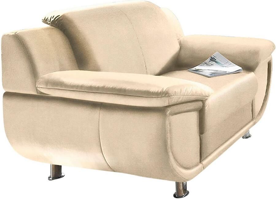 TRENDMANUFAKTUR Fauteuil Rondo breedte 121 cm brede armleuningen chromen poten
