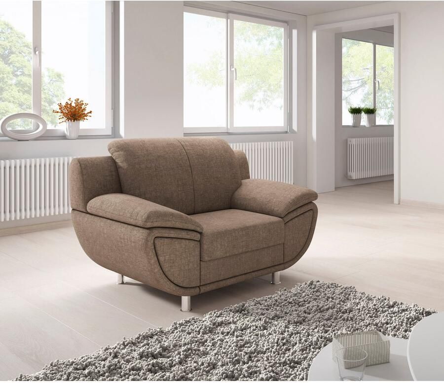 TRENDMANUFAKTUR Fauteuil Rondo II loungestoel tijdloos en comfortabel naar keuze met comfortabele binnenvering met extra brede armleuningen