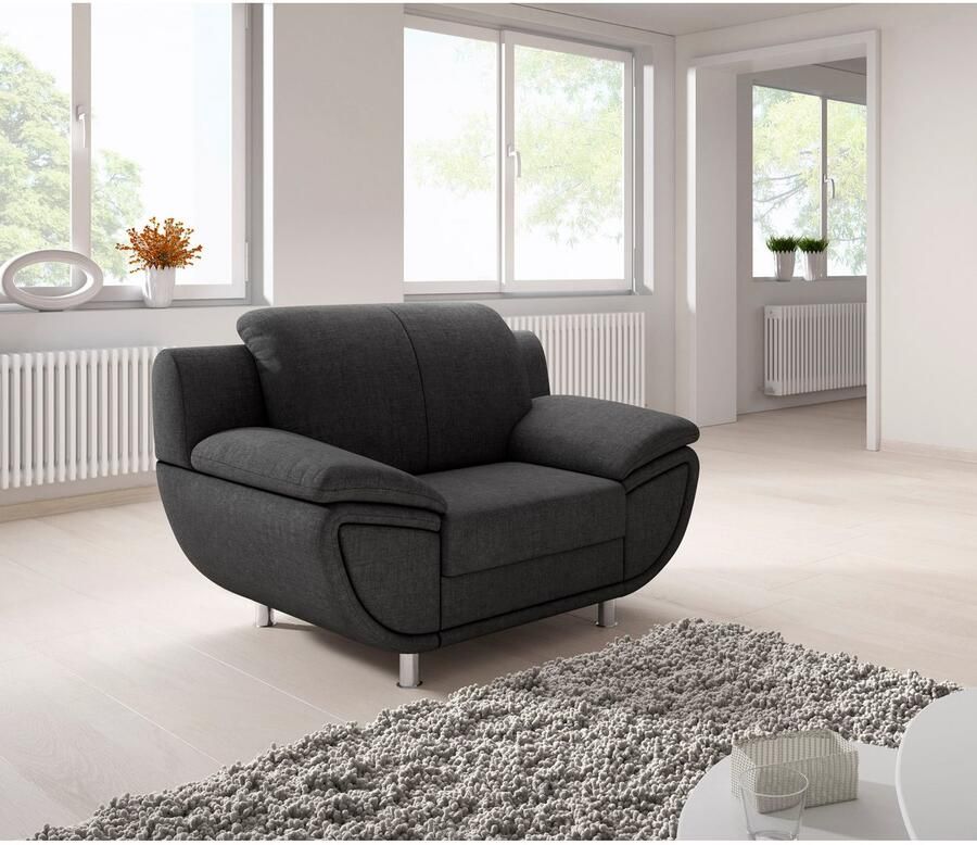 TRENDMANUFAKTUR Fauteuil Rondo II loungestoel tijdloos en comfortabel naar keuze met comfortabele binnenvering met extra brede armleuningen