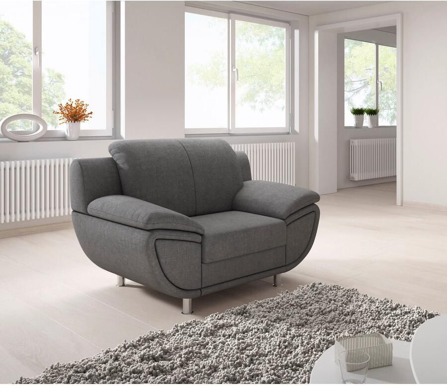 TRENDMANUFAKTUR Fauteuil Rondo II loungestoel tijdloos en comfortabel naar keuze met comfortabele binnenvering met extra brede armleuningen