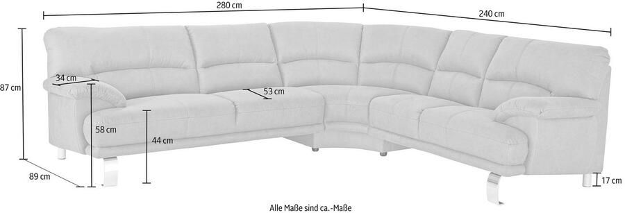 TRENDMANUFAKTUR Hoekbank Cecilia II in Italiaans design comfortabel hoog zitcomfort L-vorm
