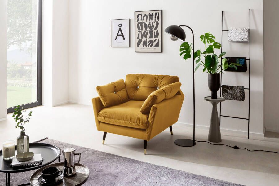 Trends by HG Loungestoel AMIRA met strassteentjes en goudkleurige applicaties