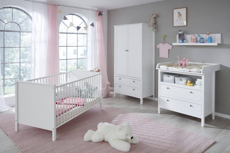 Trendteam Complete babykamerset Ole (4-delig) bed + commode + 2-deurs kast + wandrek (set 4 stuks)