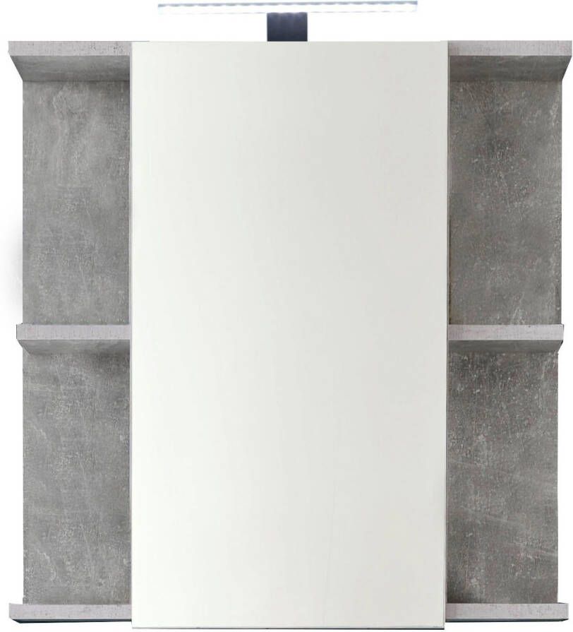 Trendteam smart living trendteam badkamer spiegelkast spiegel Nano 60 x 62 x 20 cm in beton stone melamine incl. verlichting