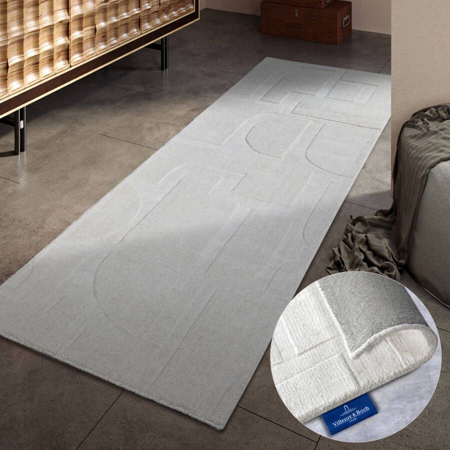 Villeroy & Boch Wollen kleed Alexis Handgeweven wol natuur woonkamer geometrie boho design