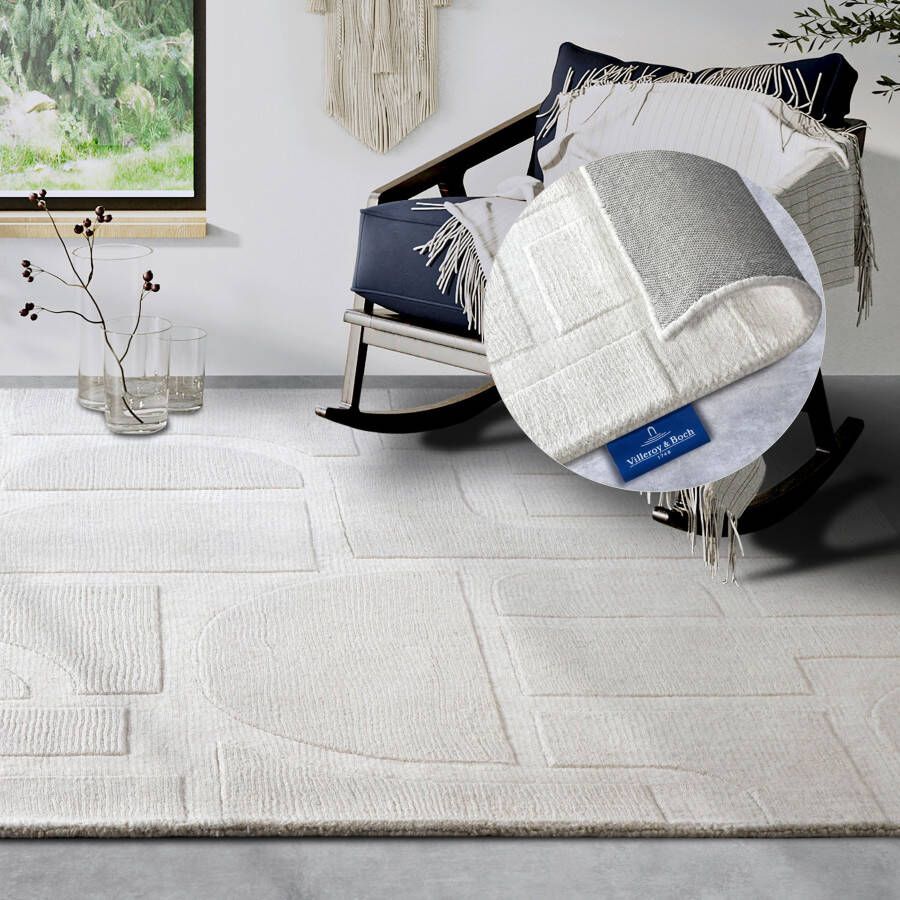 Villeroy & Boch Wollen kleed Alexis Handgeweven wol natuur woonkamer geometrie boho design