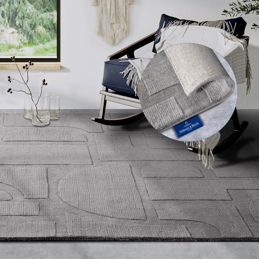 Villeroy & Boch Wollen kleed Alexis Handgeweven wol natuur woonkamer geometrie boho design