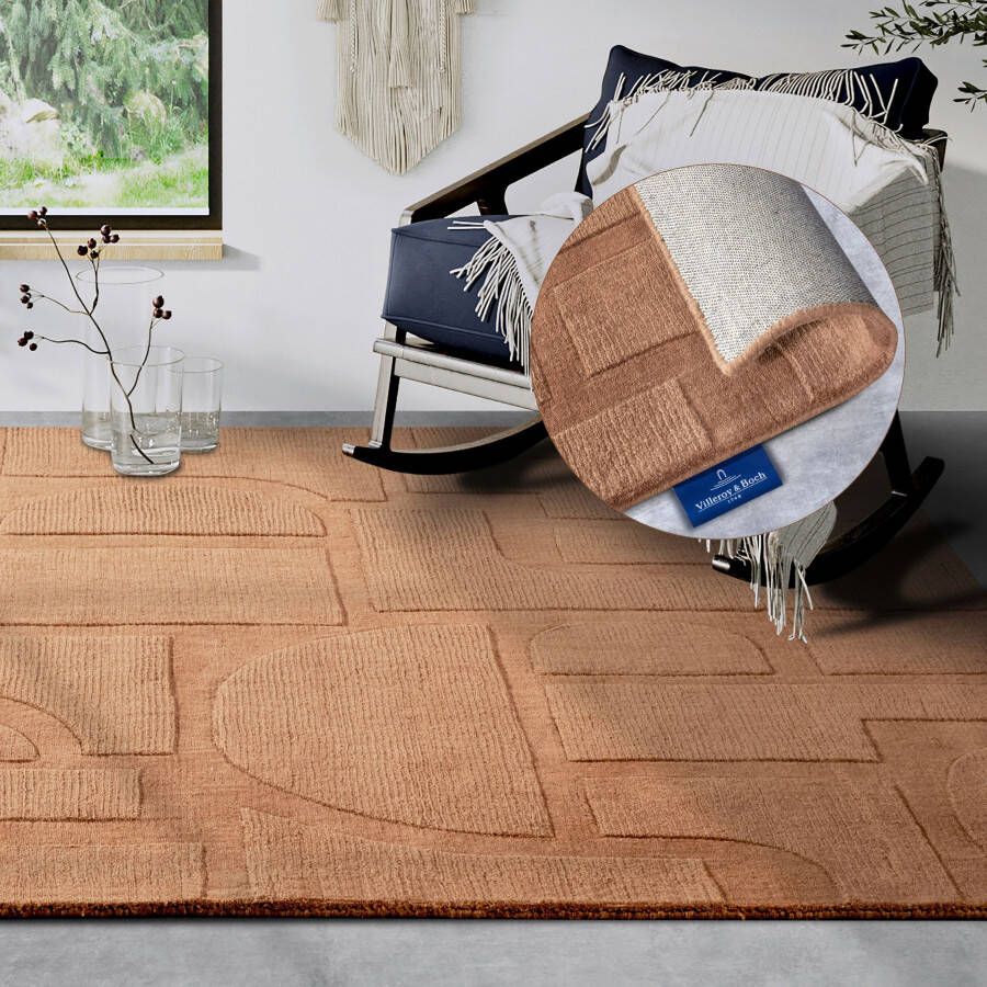 Villeroy & Boch Wollen kleed Alexis Handgeweven wol natuur woonkamer geometrie boho design