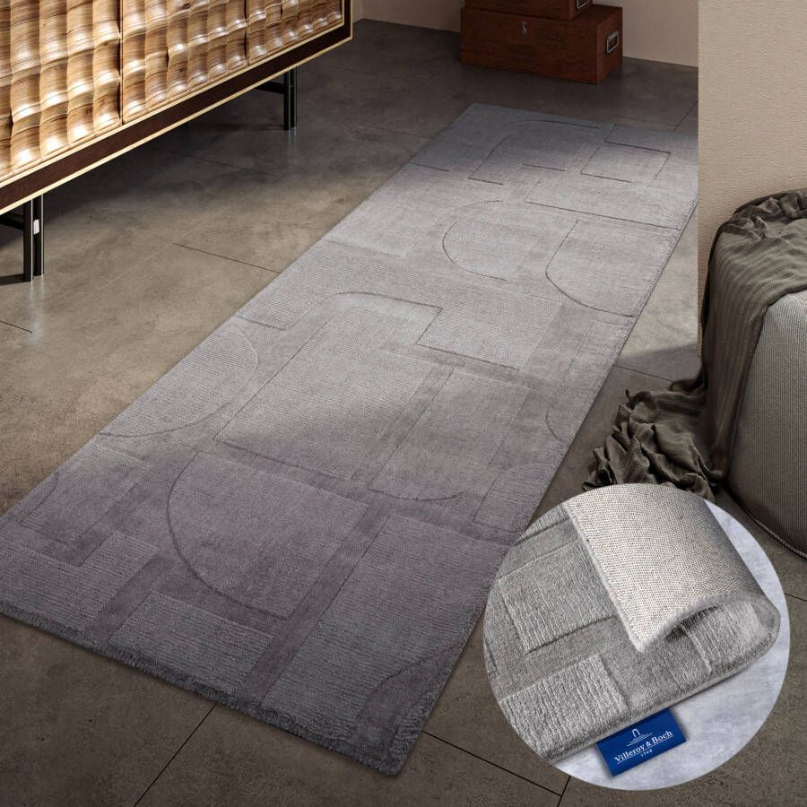 Villeroy & Boch Wollen kleed Alexis Handgeweven wol natuur woonkamer geometrie boho design