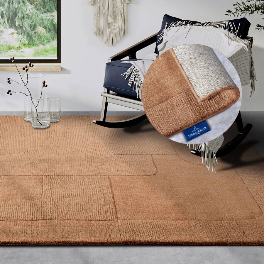 Villeroy & Boch Wollen kleed Charlotte Loper handgeweven wol natuur loper woonkamer geometrie