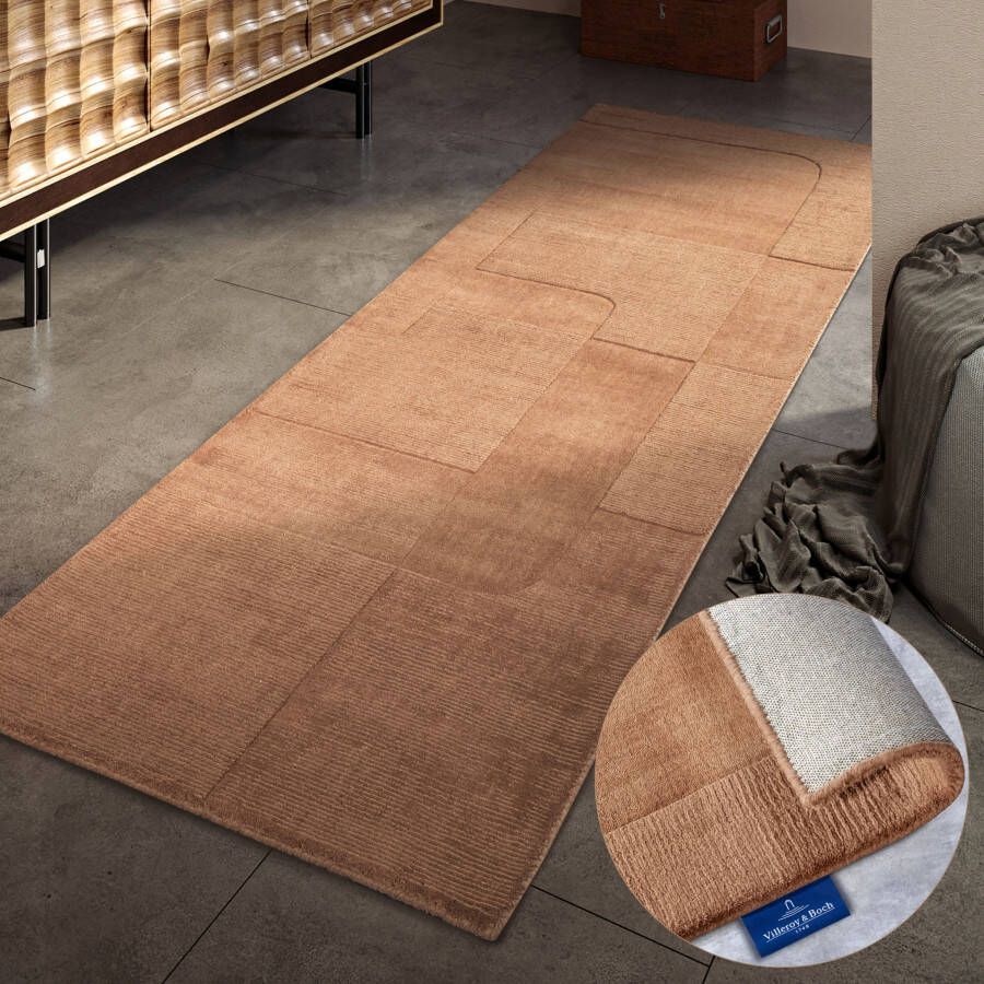 Villeroy & Boch Wollen kleed Charlotte Loper handgeweven wol natuur loper woonkamer geometrie