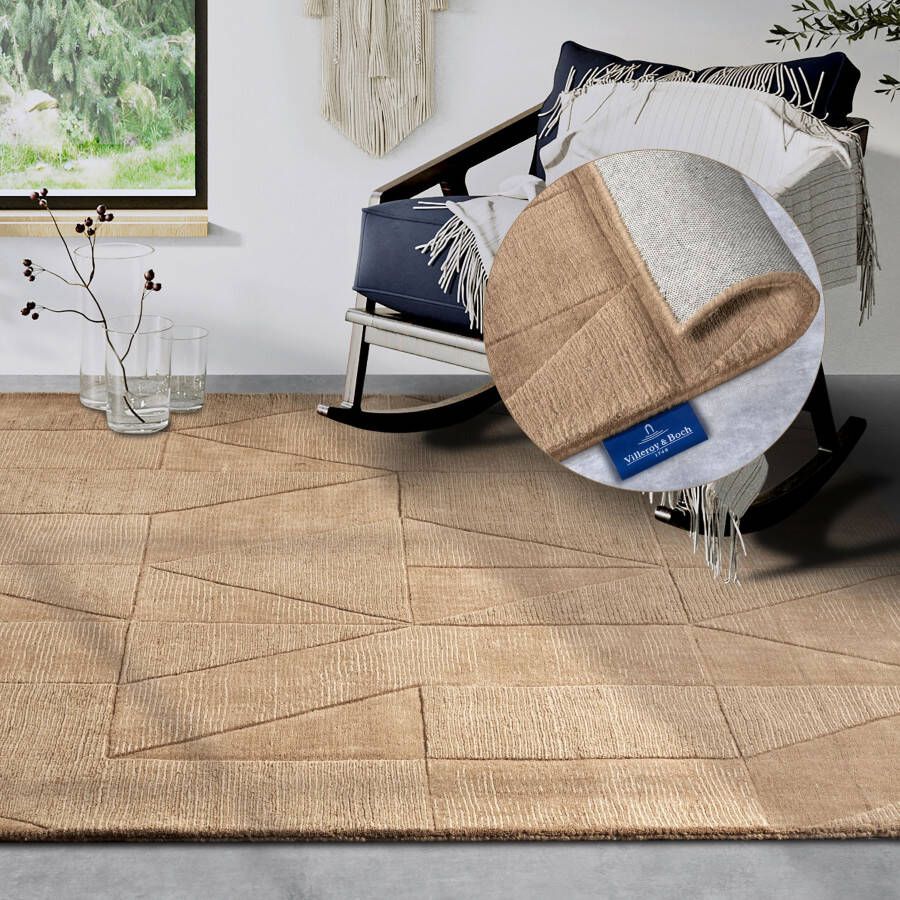Villeroy & Boch Wollen kleed Ursule Loper handgeweven wol natuur woonkamer geometrie boho