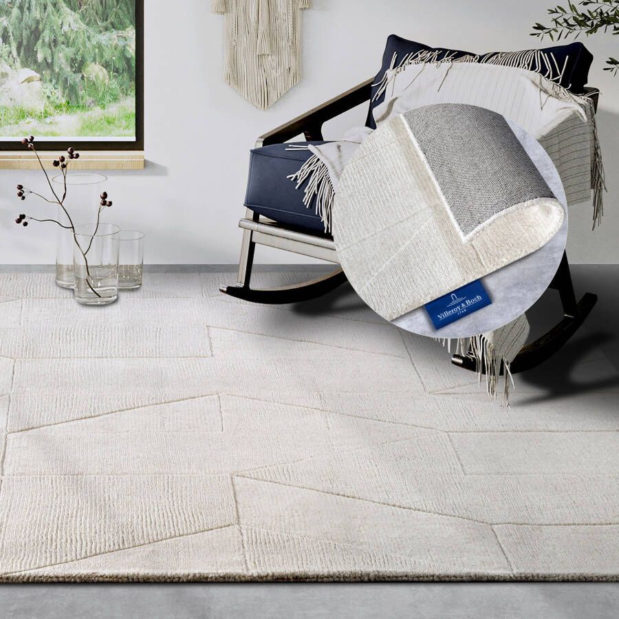 Villeroy & Boch Wollen kleed Ursule Loper handgeweven wol natuur woonkamer geometrie boho