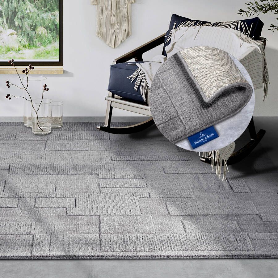 Villeroy & Boch Wollen kleed Wilhelmine Loper handgeweven wol natuur woonkamer geometrie boho