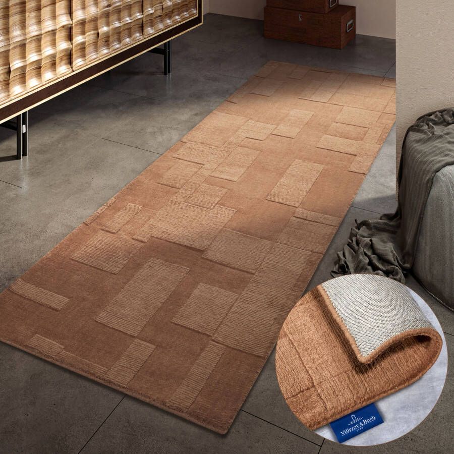 Villeroy & Boch Wollen kleed Wilhelmine Loper handgeweven wol natuur woonkamer geometrie boho