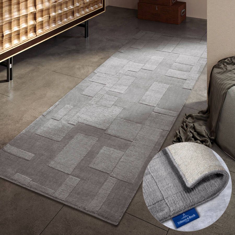 Villeroy & Boch Wollen kleed Wilhelmine Loper handgeweven wol natuur woonkamer geometrie boho