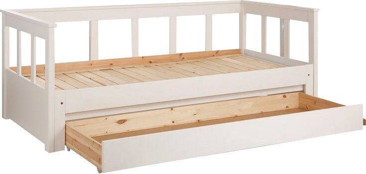 Vipack Bed Pino Hoogslaper met spijlen LF 90x200 cm uittrekbaar tot 180x200 cm