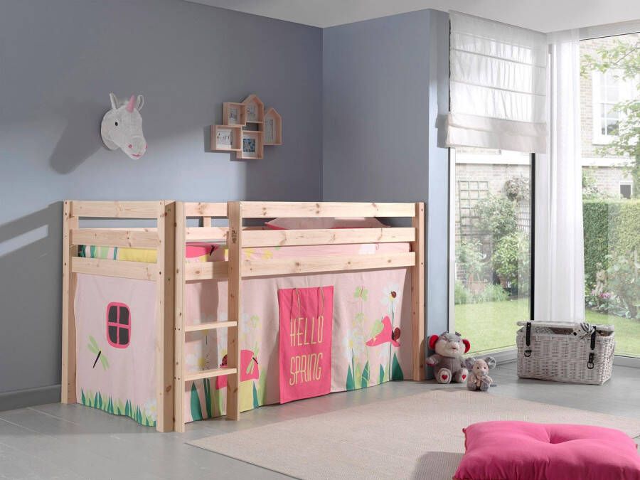 Vipack Hoogslaper Pino speelbed massief dennenhout stevig gebouwd 3 corpuskleuren om uit te kiezen