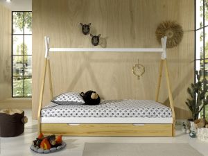 Vipack Tipi Bed 90 x 200 cm met Bedlade Wit | Naturel
