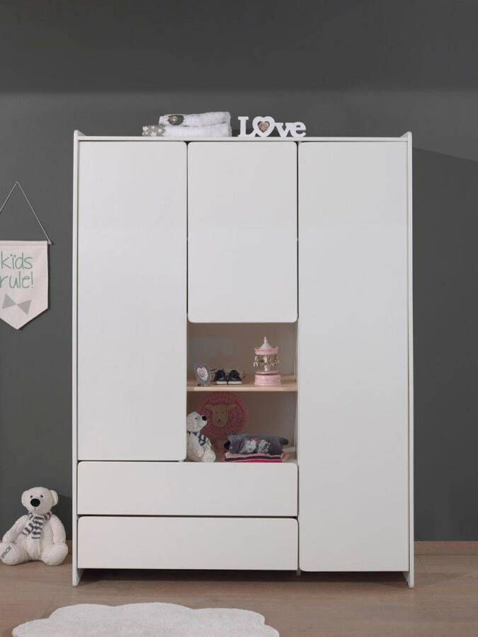 Vipack Kledingkast Kiddy met functionele indeling en 2 lades stevig gebouwd