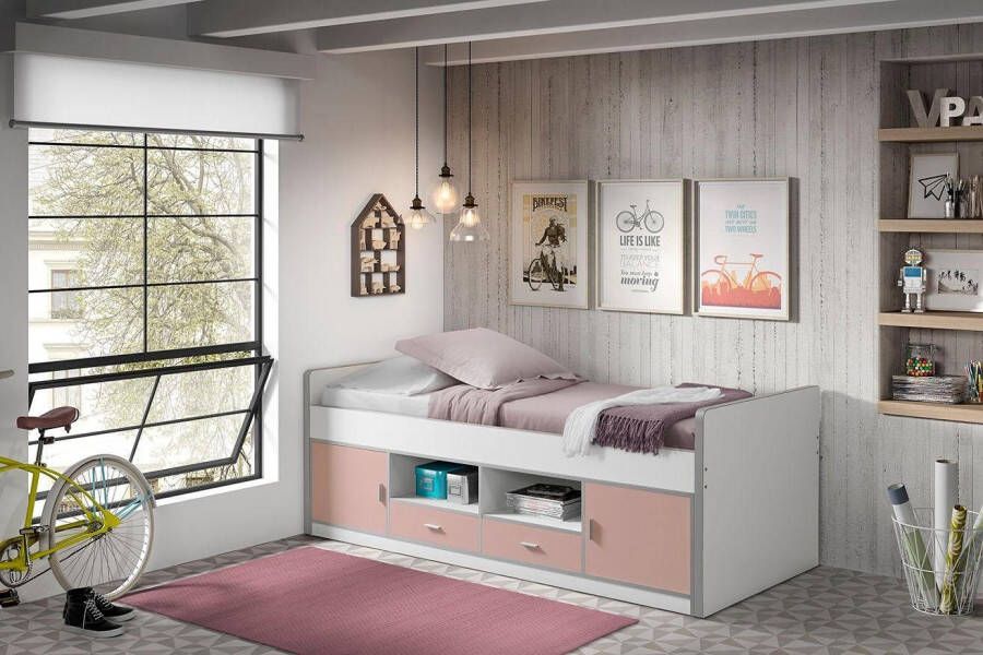 Vipack kajuitbed Bonny lichtroze 78 5x97 5x207 cm Leen Bakker