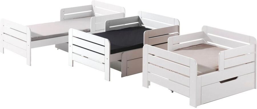 Vipack 1-persoonsledikant Kinderbed lengte 140 resp. 160 en 200 cm in wit of grijs gelakt (set)