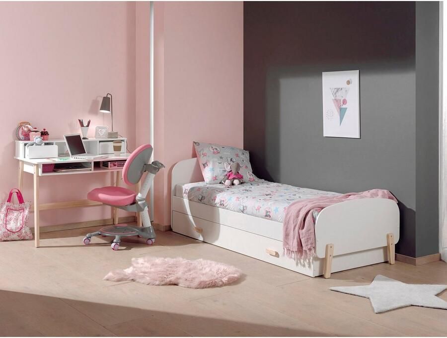 Vipack 1-persoonsledikant Ligoppervlak 90x200 cm met lattenbodem en onderbedlade wit gelakt