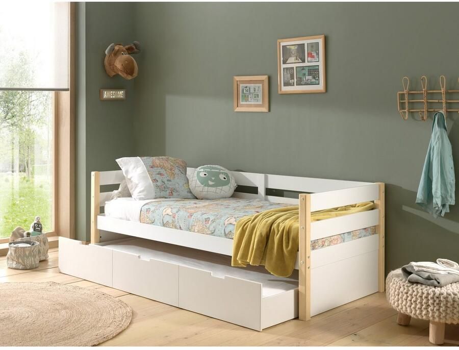 Vipack 1-persoonsledikant Magrit stapelbed met zijbouw ligoppervlak 90 x 200 cm