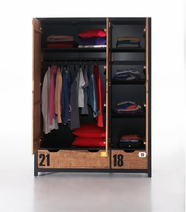 Vipack Baby Nora Deandre Draaideurkast Kast Alex Cijfers Jongen Bruin 147.5 x 55 x 200cm