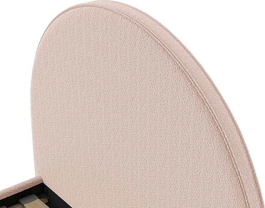 Vipack Gestoffeerd bed Moon met fluffy bouclé stof in verschillende kleuren incl. rollattenbodem keuze uit 2 breedtes en verschillende kleuren