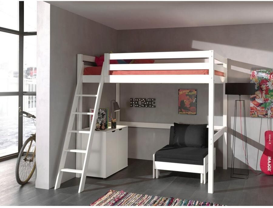 Vipack Hoogslaper met 140x200 cm ligoppervlak inclusief kast en slaapfauteuil