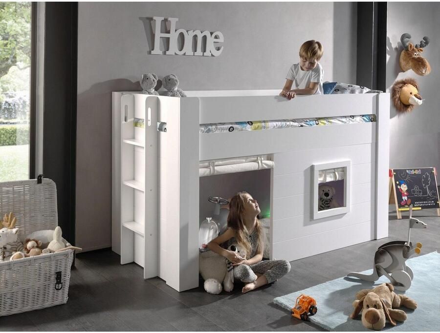 Vipack Hoogslaper Noah een geweldig stapelbed met hoge stabiliteit wit gelakt