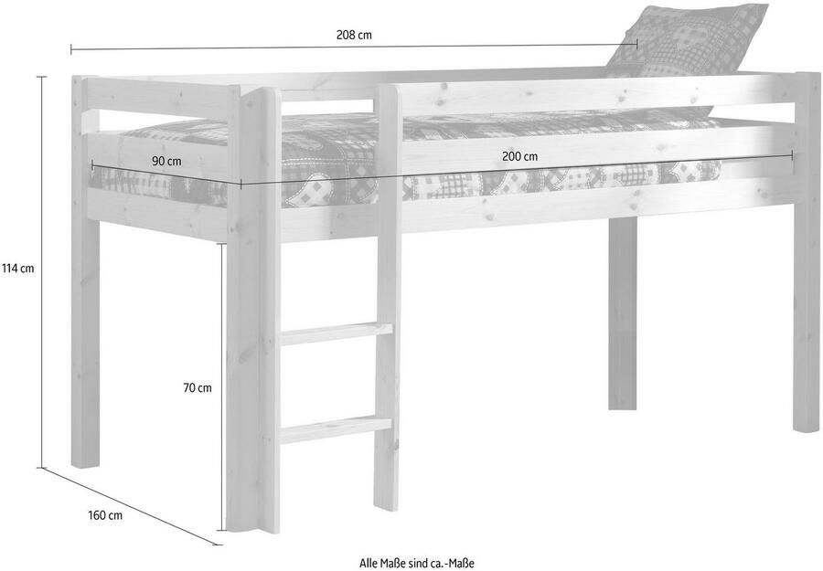 Vipack halfhoogslaper Pino grenenhout 114x105 3x209 3 cm Leen Bakker