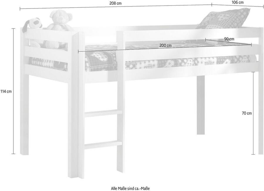 Vipack halfhoogslaper Pino wit 114x105 3x209 3 cm Leen Bakker