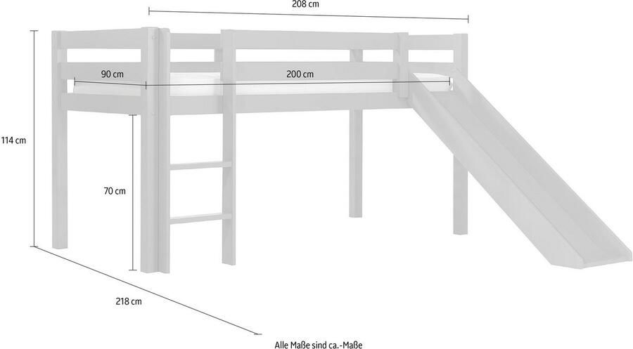 Vipack Hoogslaper Pino incl. lattenbodem ladder glijbaan en valbeveiliging