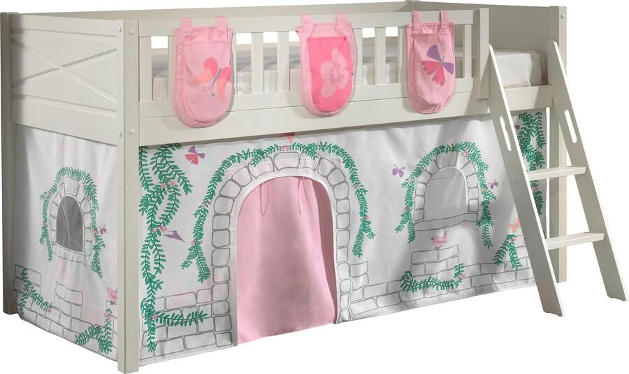 Vipack Hoogslaper Scott met schuine ladder ligoppervlak 90 x 200 cm doek pockets 4 designs