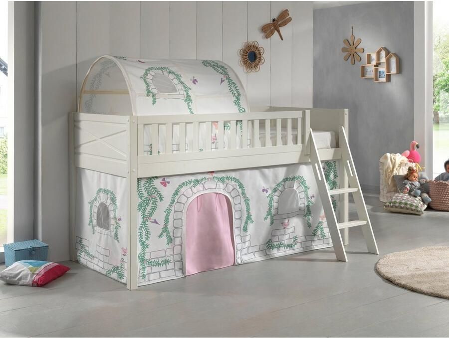 Vipack Hoogslaper Scott met schuine ladder ligoppervlak 90 x 200 cm doek tunnel 4 designs