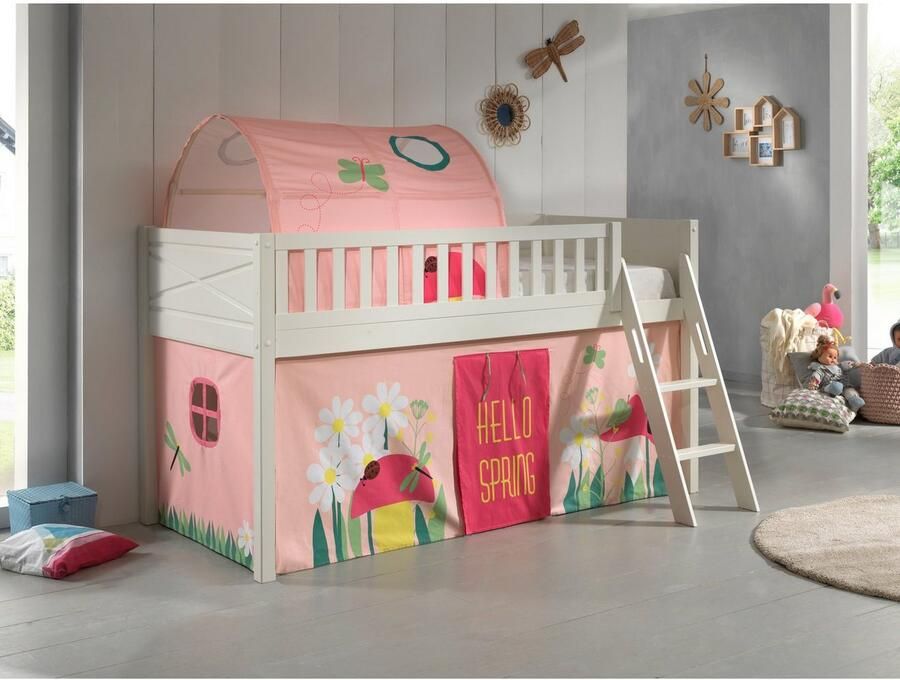 Vipack Hoogslaper Scott met schuine ladder ligoppervlak 90 x 200 cm doek tunnel 4 designs