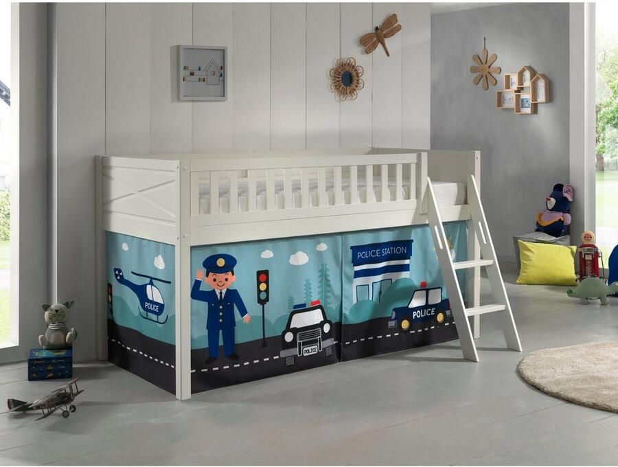 Vipack Hoogslaper Scott met schuine ladder ligoppervlak 90 x 200 cm doek tunnel 7 designs