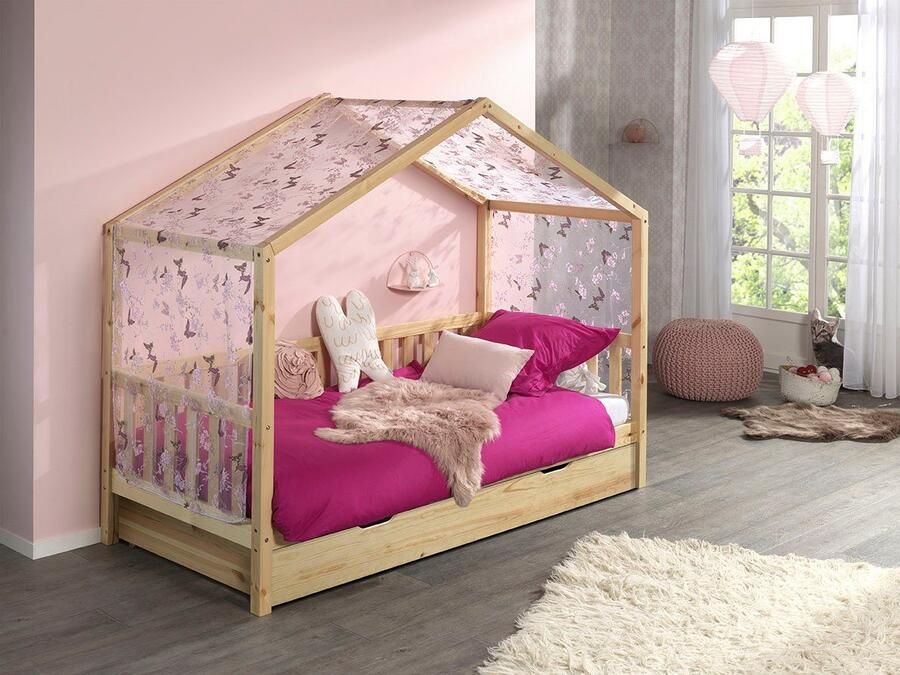 Vipack Baby Nora Elliot Bed Inclusief Bedlade en Zijrand Huisbed Dallas Rolbed Textiel