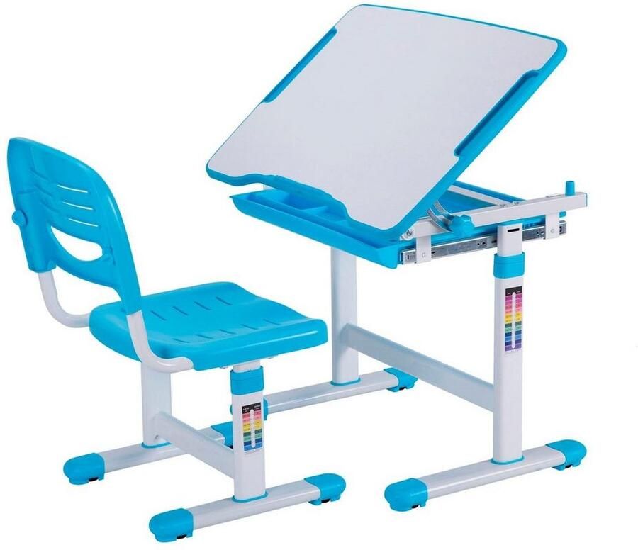 Vipack Kinderbureau Comfortline met hoogteverstelling incl. tas- en bekerhouder incl. stoel en verstelbaar schrijfoppervlak praktische functies (set) - Foto 2
