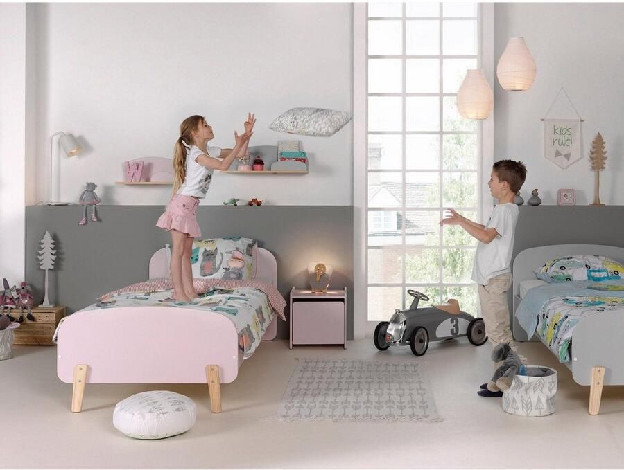 Vipack Kinderledikant Kiddy incl. lattenbodem ligoppervlak 90 200 cm rechtlijnig ontwerp in retro-look hoogwaardig mdf gelakt - Foto 3