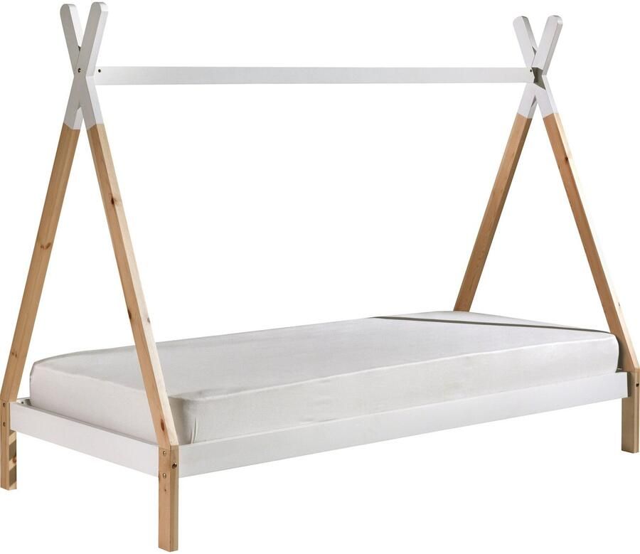 Vipack Kinderledikant TIPI massief dennenhout 2-kleurig gelakt met lattenbodem