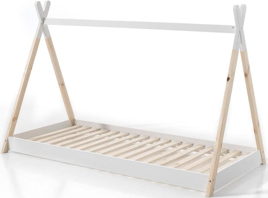 Vipack Kinderledikant Tipi met dwarsbalk in tent-uitstraling massief dennenhout - Foto 3