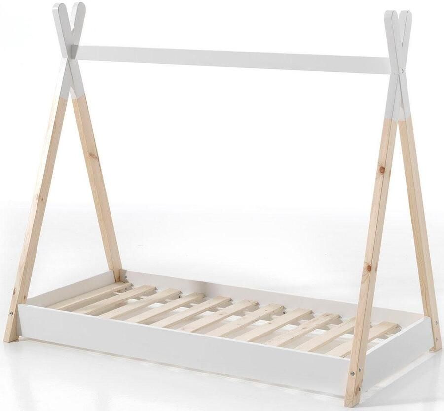 Vipack Kinderledikant Tipi met dwarsbalk in tent-uitstraling massief dennenhout - Foto 3