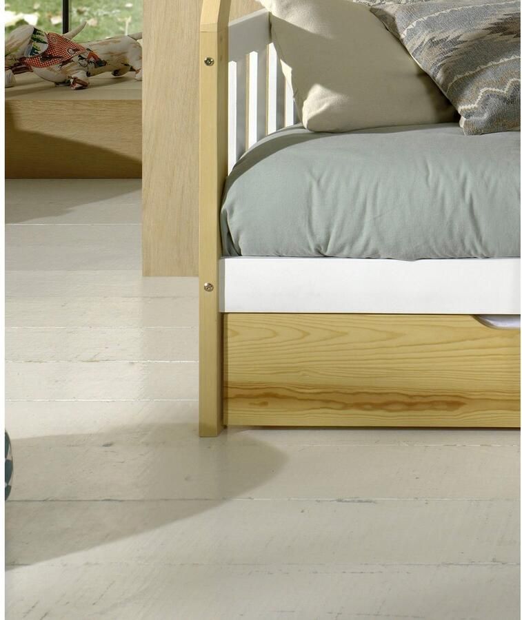 Vipack Kinderledikant Tipi met dwarsbalk in tent-uitstraling massief dennenhout - Foto 3