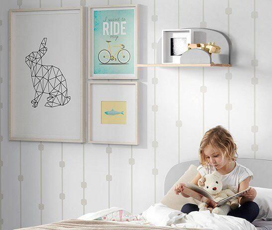 Vipack Kinderrek Kiddy plank massief dennenhout om op te hangen Wandplank MDF componenten gelakt keuze 45 cm of 65 cm breed - Foto 6