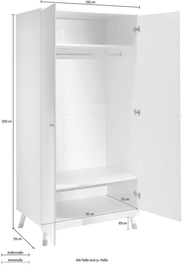 Vipack Kledingkast Ruime 2-deurs kledingkast in landhuis-look 2 vakken - Foto 7