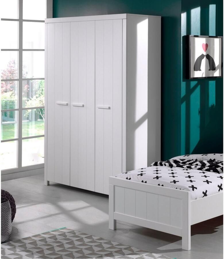 Vipack Kledingkast Erik 3-deurs kledingkast met veel opbergruimte MDF wit gelakt - Foto 2
