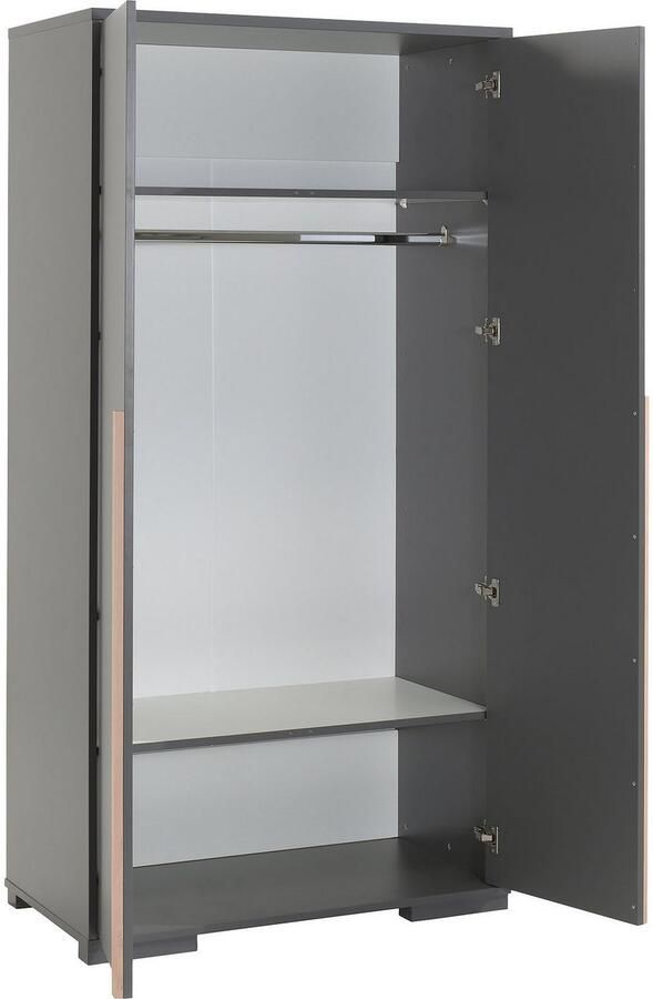 Leen Bakker Vipack 2-deurs kledingkast Londen antraciet 195 2x98 4x56 cm - Foto 4